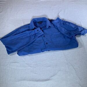 J. Crew Oarsman Mens Blue Twill Long Sleeve Button up Shirt Size Small